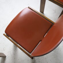 Tobia & Afra Scarpa '121' dining chairs in cognac leather and walnut for Cassina vintage Italian design 1960s 12