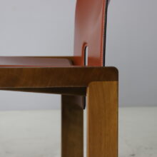 Tobia & Afra Scarpa '121' dining chairs in cognac leather and walnut for Cassina vintage Italian design 1960s 6