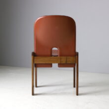 Tobia & Afra Scarpa '121' dining chairs in cognac leather and walnut for Cassina vintage Italian design 1960s 8