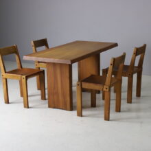 Vintage Pierre Chapo T14A dining table in solid elm France design 1963 1970s 9