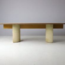Large oval dining table in in burl maple and concrete by Giovanni Offredi for Saporiti Italia 1970s vintage Italian design 10