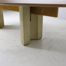 Large oval dining table in in burl maple and concrete by Giovanni Offredi for Saporiti Italia 1970s vintage Italian design 12