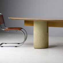 Large oval dining table in in burl maple and concrete by Giovanni Offredi for Saporiti Italia 1970s vintage Italian design 14
