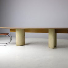 Large oval dining table in in burl maple and concrete by Giovanni Offredi for Saporiti Italia 1970s vintage Italian design 8