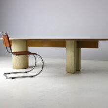 Large oval dining table in in burl maple and concrete by Giovanni Offredi for Saporiti Italia 1970s vintage Italian design 9