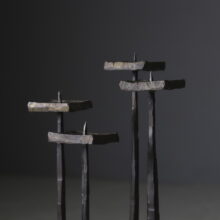 Lothar Klute brutalist candle holder in forged bronze patinated Germany 1986 1980s 12