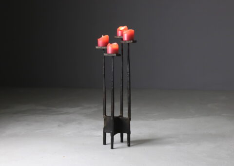 Lothar Klute brutalist candle holder in forged bronze patinated Germany 1986 1980s 2