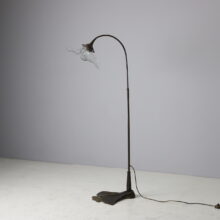 Rare brutalist floor lamp by Lothar Klute in patinated forged bronze and glass Germany vintage 1985 1980s 2