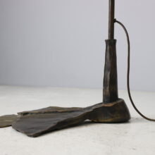 Rare brutalist floor lamp by Lothar Klute in patinated forged bronze and glass Germany vintage 1985 1980s 7