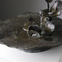 Rare brutalist water fountain by Lothar Klute in patinated forged bronze Germany vintage 1986 1980s 6