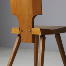 Set of 8 vintage S28 dining chairs by Pierre Chapo in solid elm France 1960s 1970s French design 12