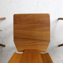 Set of 8 vintage S28 dining chairs by Pierre Chapo in solid elm France 1960s 1970s French design 4