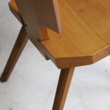 Set of 8 vintage S28 dining chairs by Pierre Chapo in solid elm France 1960s 1970s French design 6