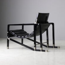 Vintage Transat lounge chair by Eileen Gray For Ecart France, 1970s black leather 3