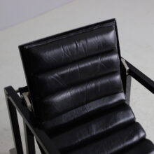 Vintage Transat lounge chair by Eileen Gray For Ecart France, 1970s black leather 9