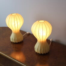 Vintage pair of Gatto table lamps by Archille & Pier Giacomo Castiglioni for Flos 1960s cocoon lamp 2