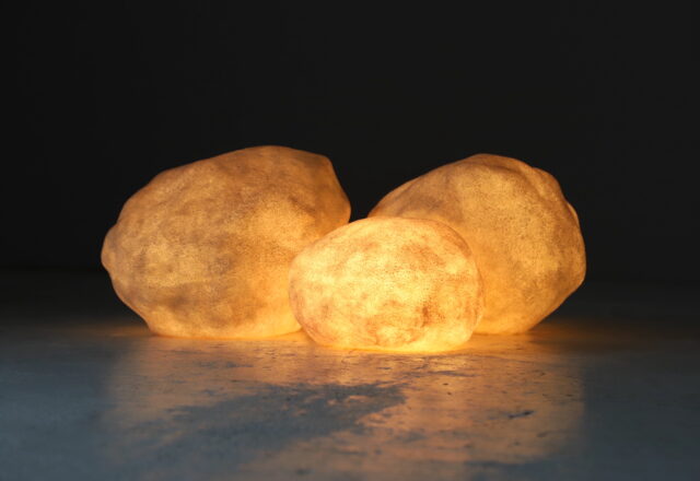 Set of 3 'Dora' rock lamps by André Cazenave for Singleton Italy 1970s 1