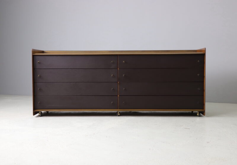 Afra & Tobia Scarpa 'Artona' sideboard in walnut and leather 1970s Italian design 1