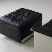 Dieter Rams vintage 620 lounge chair with ottoman in black leather for Vitoe 1962 Mid century German design 10