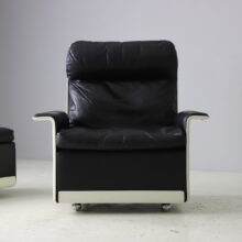 Dieter Rams vintage 620 lounge chair with ottoman in black leather for Vitoe 1962 Mid century German design 12