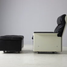 Dieter Rams vintage 620 lounge chair with ottoman in black leather for Vitoe 1962 Mid century German design 2