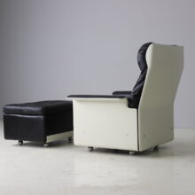 Dieter Rams vintage 620 lounge chair with ottoman in black leather for Vitoe 1962 Mid century German design 3