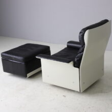 Dieter Rams vintage 620 lounge chair with ottoman in black leather for Vitoe 1962 Mid century German design 4