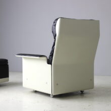 Dieter Rams vintage 620 lounge chair with ottoman in black leather for Vitoe 1962 Mid century German design 5