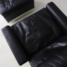 Dieter Rams vintage 620 lounge chair with ottoman in black leather for Vitoe 1962 Mid century German design 8