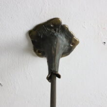 Lothar Klute Brutalist ceiling lamp hanging lamp in patinated forged bronze and glass Germany vintage 1980s 2000s 12