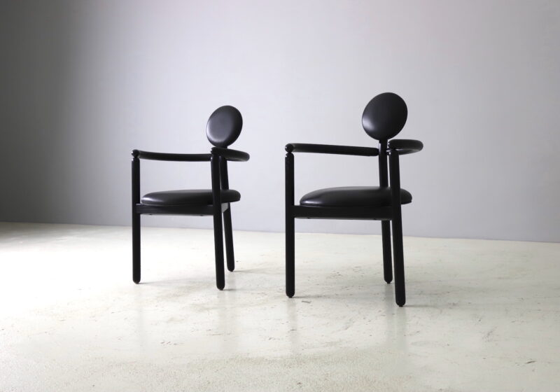 Pair of Vico Magistretti Pan chairs for Rosenthal vintage 1980s Memphis postmodern style 1