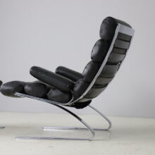 Reinhold Adolf & Hans Jürgen Schröpfe Sinus lounge chair with ottoman for COR Germany 1976 1970s black leather 2