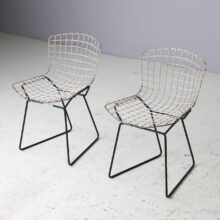 Vintage pair of children's kids wire chairs by Harry Bertoia for Knoll international 1950s 2