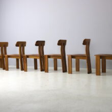 Mario Marenco set of 6 ‘Sapporo’ dining chairs for Mobil Girgi walnut cognac leather Italy 1970s vintage Italian design 4