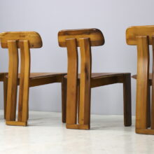 Mario Marenco set of 6 ‘Sapporo’ dining chairs for Mobil Girgi walnut cognac leather Italy 1970s vintage Italian design 6