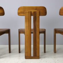 Mario Marenco set of 6 ‘Sapporo’ dining chairs for Mobil Girgi walnut cognac leather Italy 1970s vintage Italian design 7