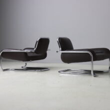 Pair of Kwok Hoi Chan Lemon Sole chairs for Steiner France 1971 1980s 3