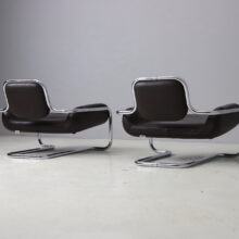 Pair of Kwok Hoi Chan Lemon Sole chairs for Steiner France 1971 1980s 4