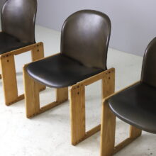 Set of 4 vintage 'Dialogo' dining chairs by Afra & Tobia Scarpa for B & B Italia 1974 1970s ash wood and original leather Italian design 2