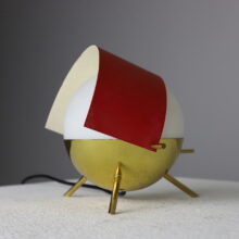 Stilux Milano table lamp Visor in brass, glass and lacquered metal shade 1950s 1960s 10