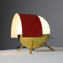 Stilux Milano table lamp Visor in brass, glass and lacquered metal shade 1950s 1960s 3