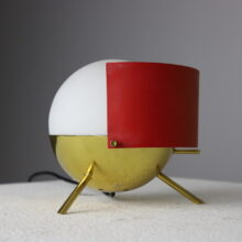 Stilux Milano table lamp Visor in brass, glass and lacquered metal shade 1950s 1960s 9