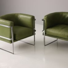 Claudio Salocchi seating group for Sormani 1970s Italian design lounge chair sofa in leather and chrome 3