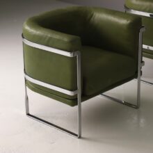 Claudio Salocchi seating group for Sormani 1970s Italian design lounge chair sofa in leather and chrome 5