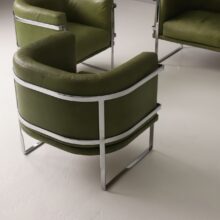 Claudio Salocchi seating group for Sormani 1970s Italian design lounge chair sofa in leather and chrome 8