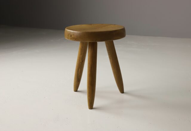 Original vintage Charlotte Perriand high Berger stool in oak for Steph Simon 1960's 1