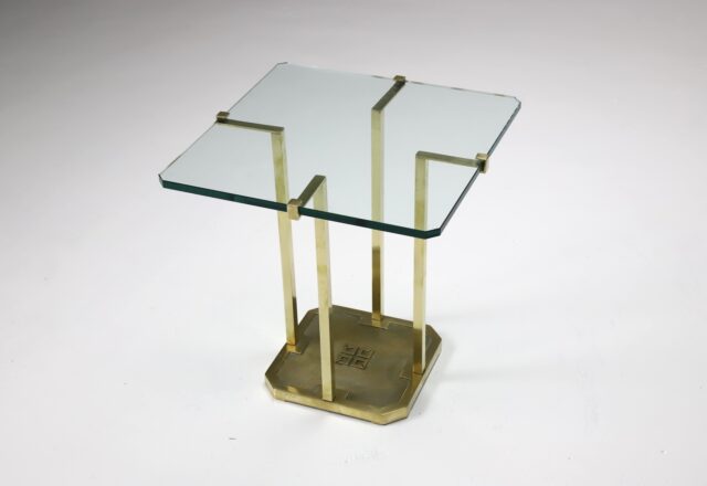 Peter Ghyczy T18 brass & glass side table 1970s Dutch design 1