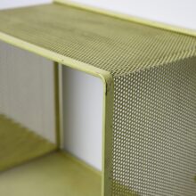 Mathieu Matégot vintage 'Escargot' wall book shelf in yellow perforated metal ca. 1955 7