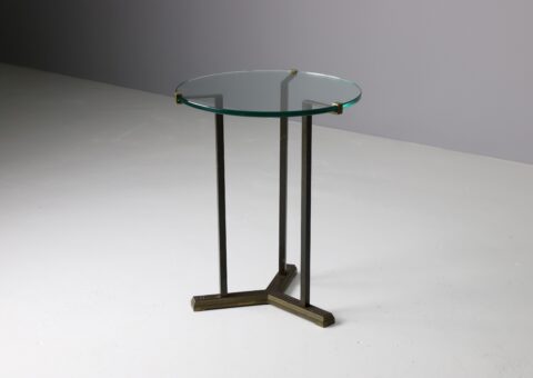 Vintage Peter Ghyczy T37 side table patinated bronze, brass & glass Dutch design 1