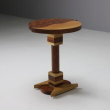 Vintage postmodern design side table 1980s Italian walnut Memphis Milano style 2